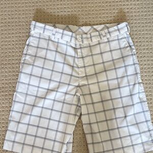 Nike White and Gray Plaid Men's Shorts